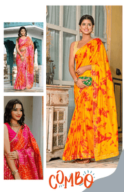 Saree combo PNK & YLW Color 103-PNK_130-YLW