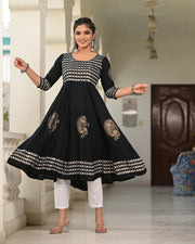 Block Printed Black Kurta 118-BLK