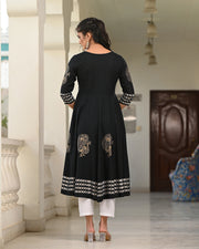 Block Printed Black Kurta 118-BLK