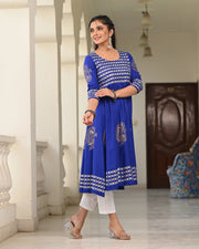 Block Printed Blue Kurta 118-BLU