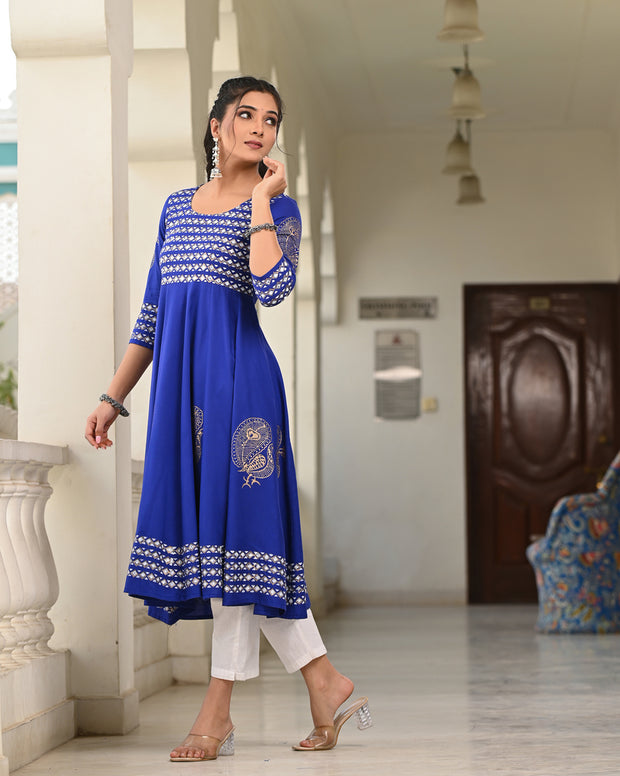 Block Printed Blue Kurta 118-BLU