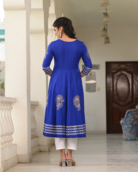 Block Printed Blue Kurta 118-BLU