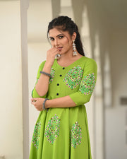 Block Printed Parrot Green Kurta 119-PGN