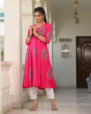 Block Printed Pink Kurta 119-PNK