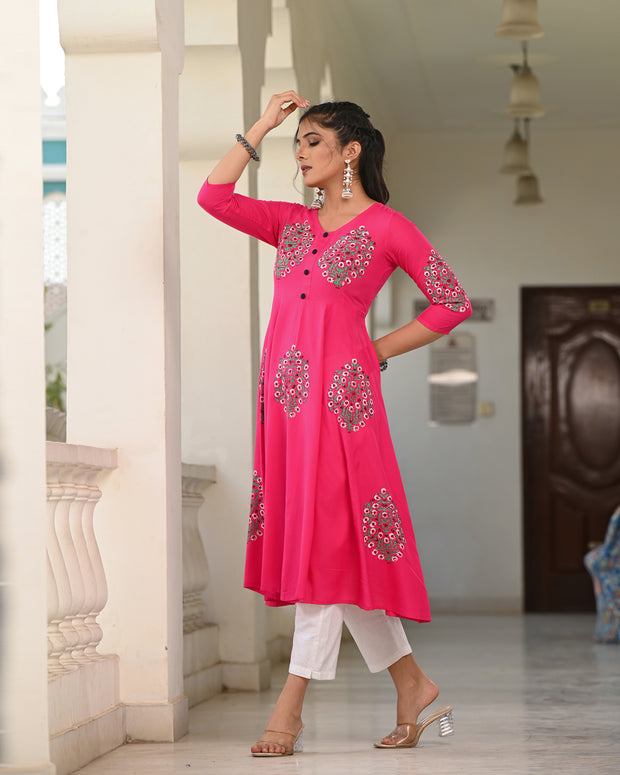 Block Printed Pink Kurta 119-PNK