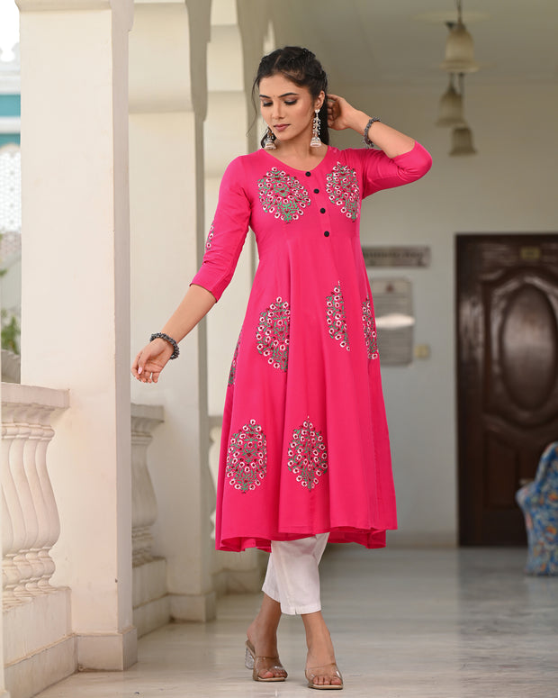 Block Printed Pink Kurta 119-PNK