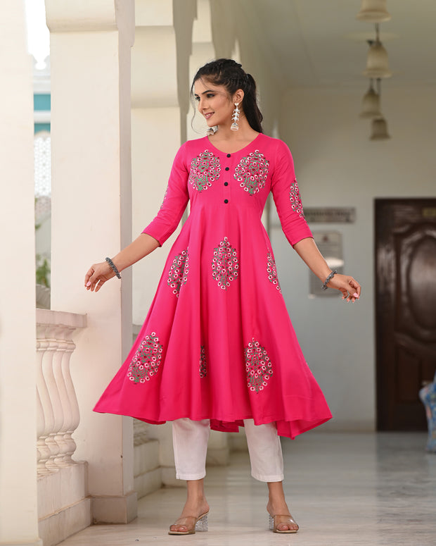 Block Printed Pink Kurta 119-PNK