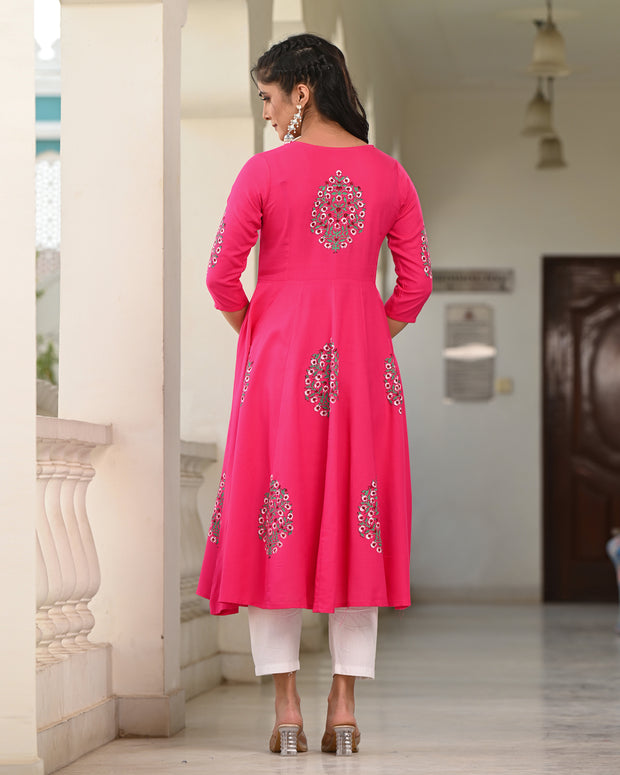 Block Printed Pink Kurta 119-PNK