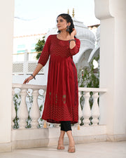 Block Printed Maroon Kurta 120-MRN