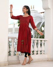 Block Printed Maroon Kurta 120-MRN