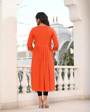 Block Printed Orange Kurta 121-ORG