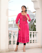 Block Printed Pink Kurta 121-PNK