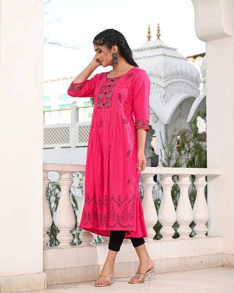 Block Printed Pink Kurta 121-PNK