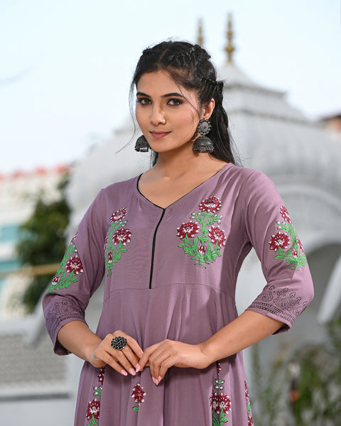 Block Printed Grey Kurta 122-GRY