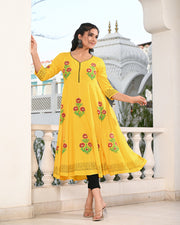 Block Printed Yellow Kurta 122-YLW