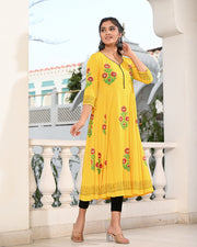 Block Printed Yellow Kurta 122-YLW