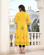 Block Printed Yellow Kurta 122-YLW