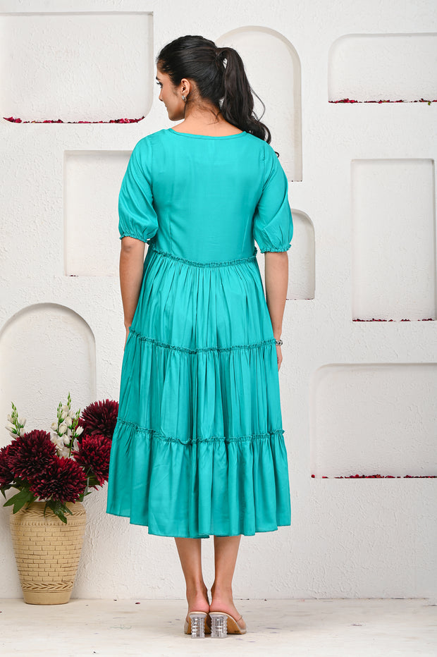 Sea Green Embroidered Dress 101-SGN