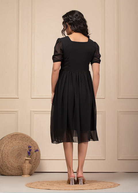 Black Flared Dress 103-BLK