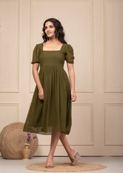 Olive Flared Dress 103-OLV