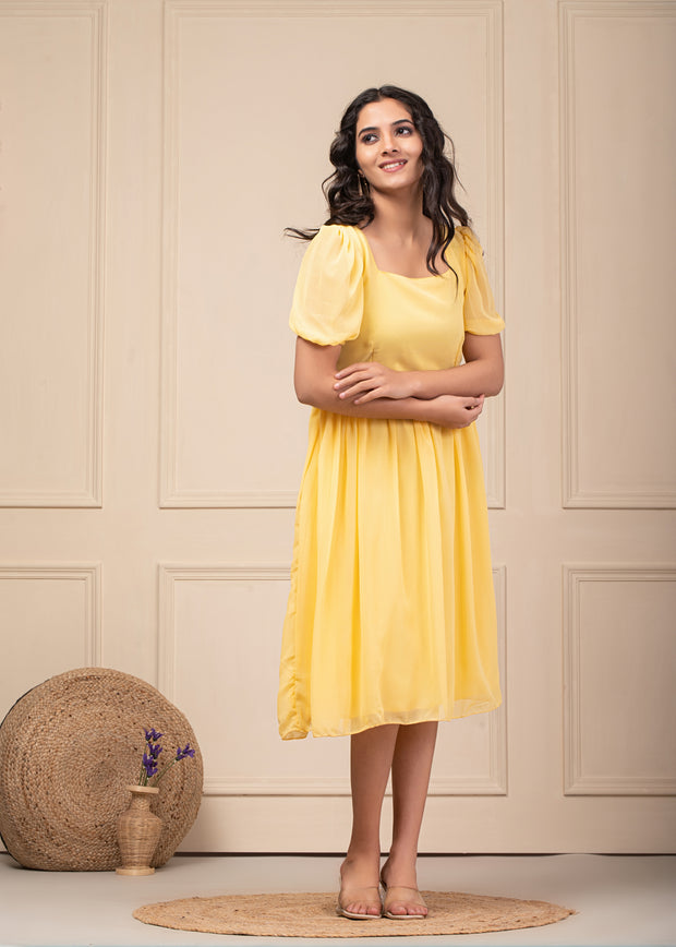 Yellow Flared Dress 103-YLW