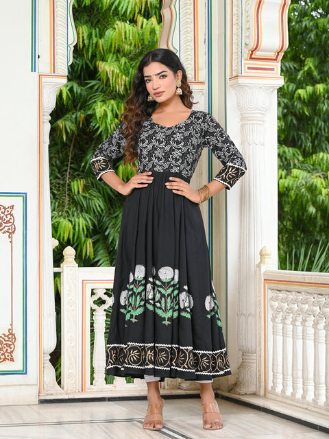 Black Block Print Kurta 228-BLK