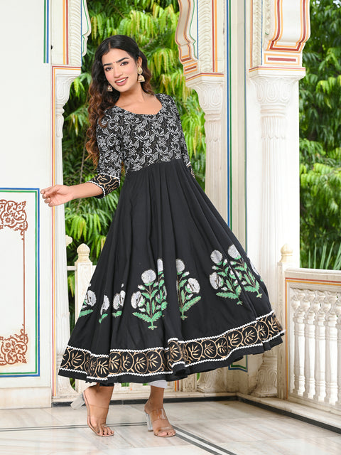 Black Block Print Kurta 228-BLK