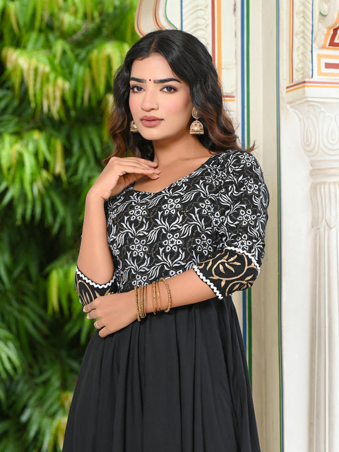 Black Block Print Kurta 228-BLK