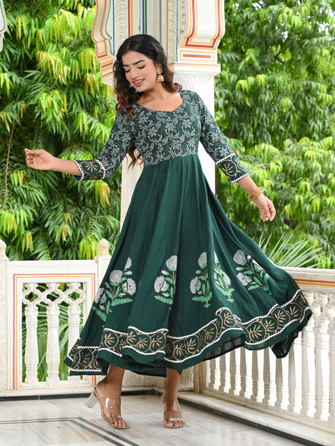 Green Block Print Kurta 228-GRN