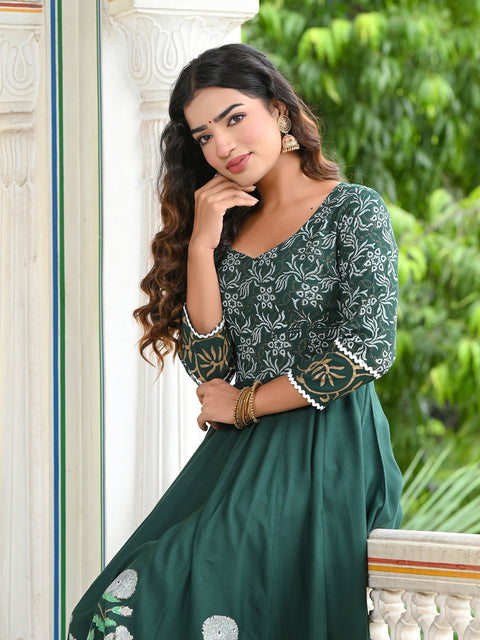 Green Block Print Kurta 228-GRN