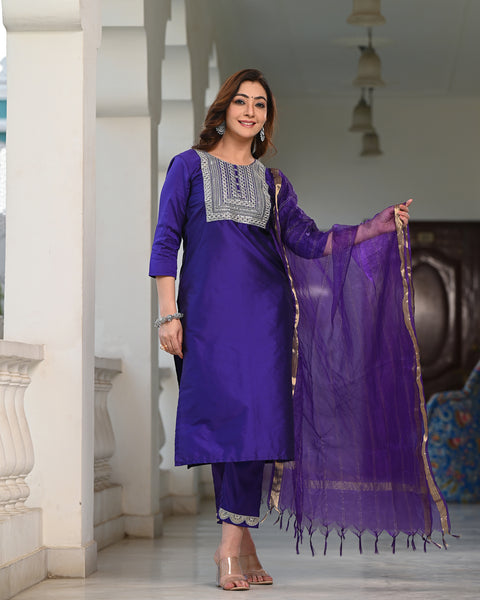 Embroidered Suit Set 256-PPL