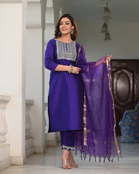 Embroidered Suit Set 256-PPL