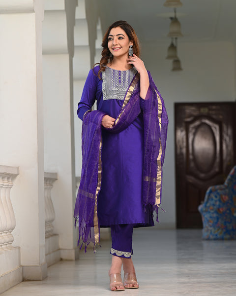 Embroidered Suit Set 256-PPL