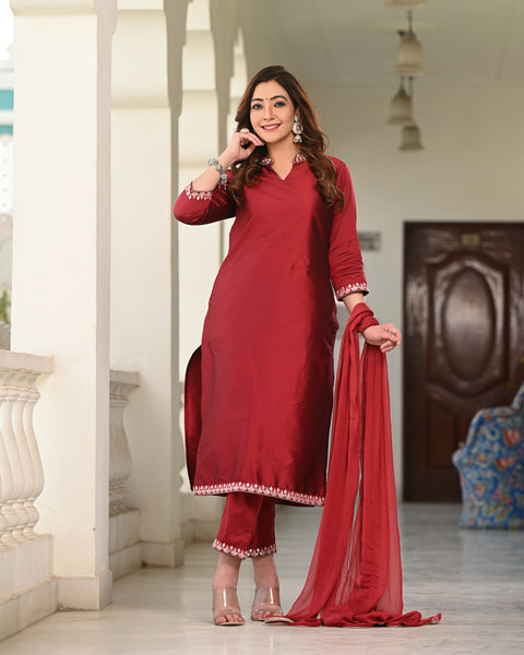 Embroidered Suit Set 257-MRN