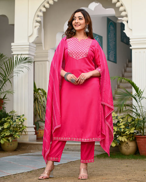 Embroidered Suit Set 261-PNK