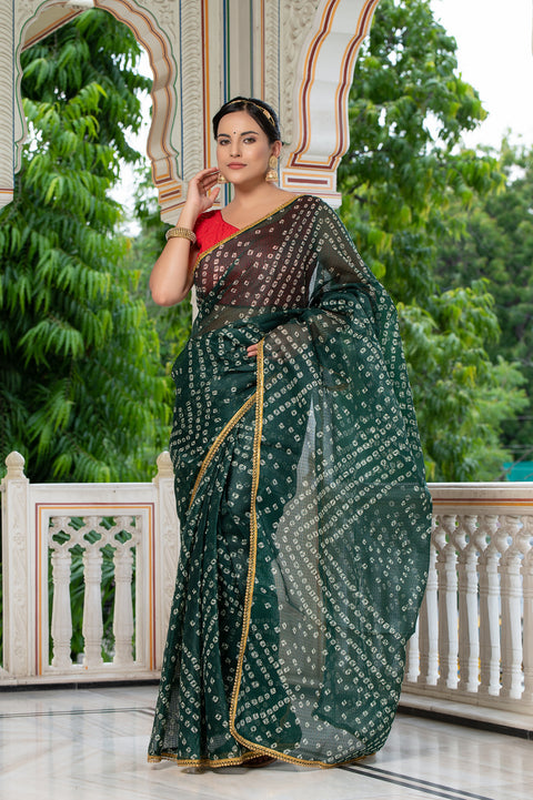 Green Bandhani Saree 134-GRN