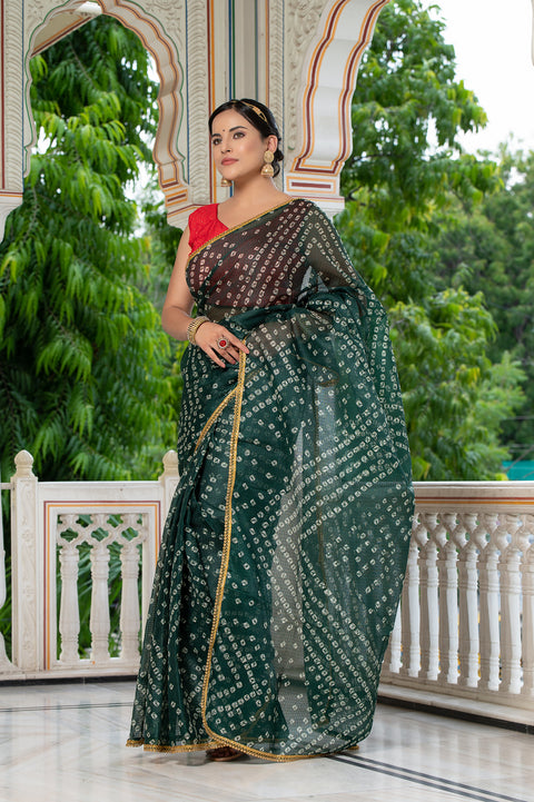 Green Bandhani Saree 134-GRN