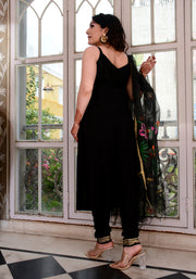 Black Gota Lace Embellished Suit Set 185-BLK