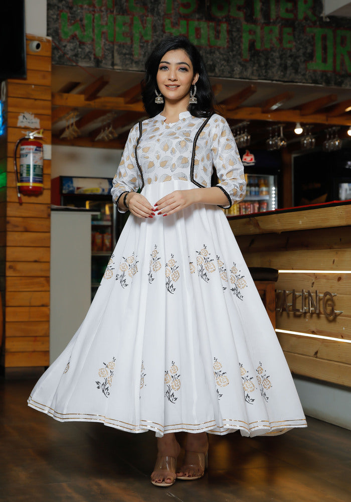 Off White Georgette Asymmetrical Style Anarkali Suit WJ78624