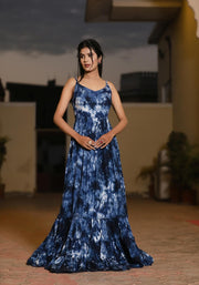 Aliza Blue Tie n Dye Maxi Dress 227-BLU