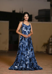 Aliza Blue Tie n Dye Maxi Dress 227-BLU