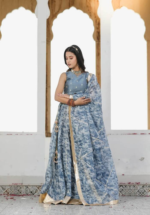 Sara Grey Tie n Dye Lehenga Set 114-GRY