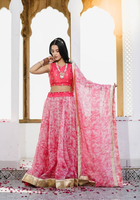 Sara Peach Tie n Dye Lehenga Set 114-PCH