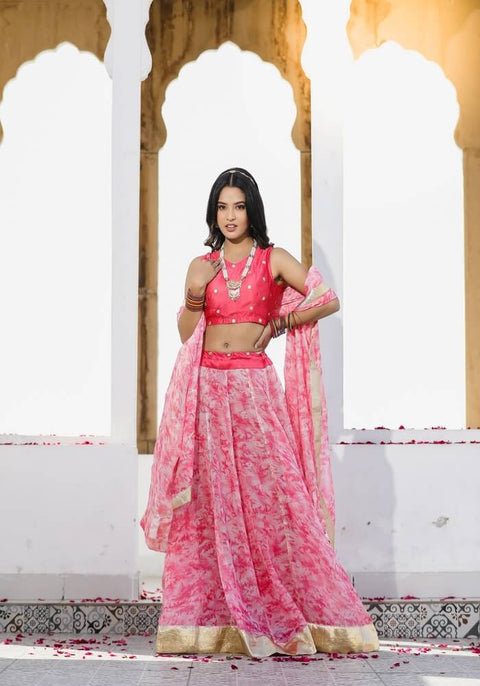 Sara Peach Tie n Dye Lehenga Set 114-PCH