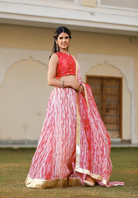 Vedika Peach Tie n Dye Lehenga Set 120-PCH