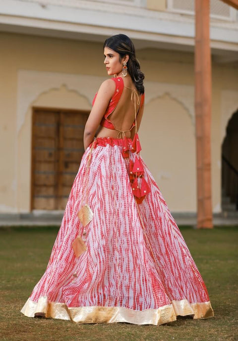 Vedika Peach Tie n Dye Lehenga Set 120-PCH