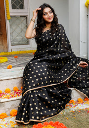 Indi Inside Black Foil Printed Saree 102-BLK