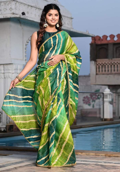 Green Foil Printed Saree 108-GRN