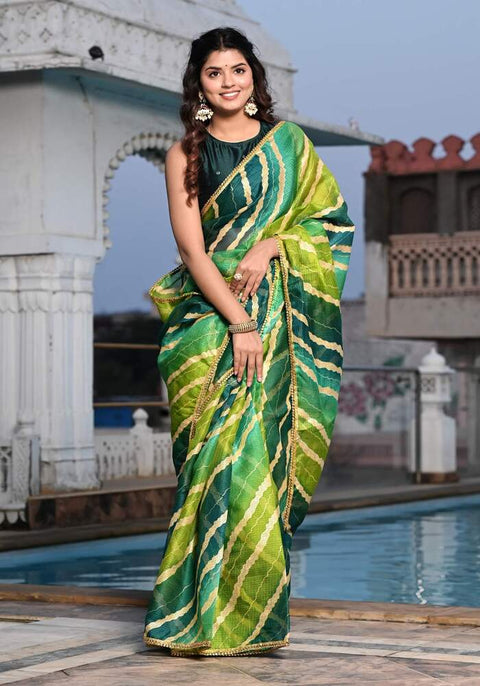 Green Foil Printed Saree 108-GRN