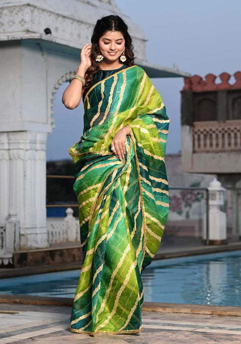 Green Foil Printed Saree 108-GRN